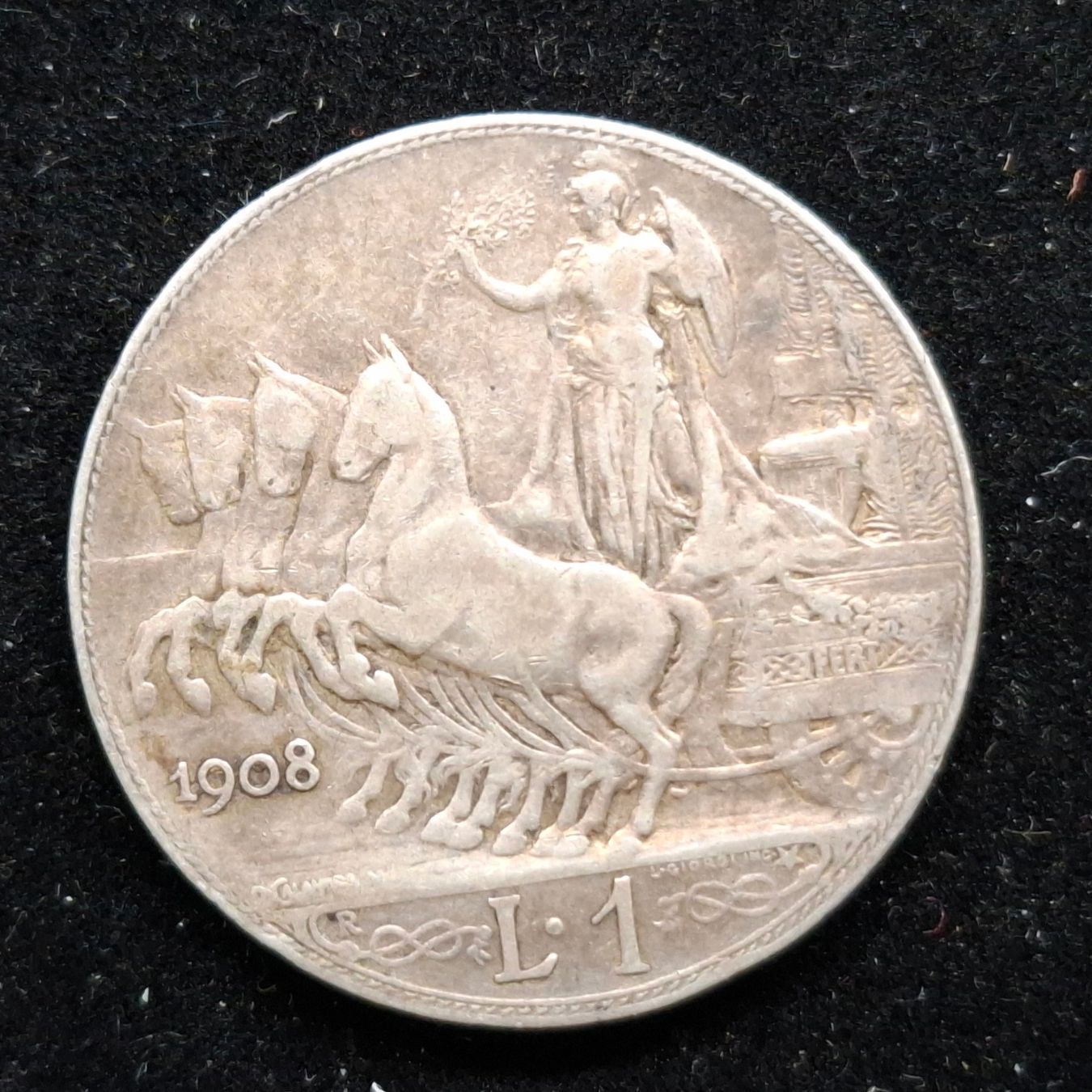 Tutti le monete: Italien 1908 Lire Silber – Usato da Bern 14 venduto da rvonmay 1