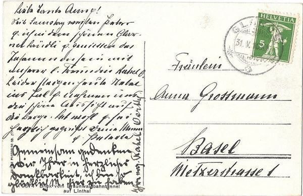 Cartoline postali: Braunwaldbahntunnel Blick auf Linthal – Usato da Olten venduto da clotaldi 1