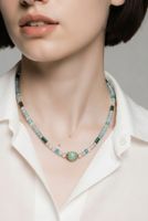 Aquamarin, Bergkristall, Swarovski Kette