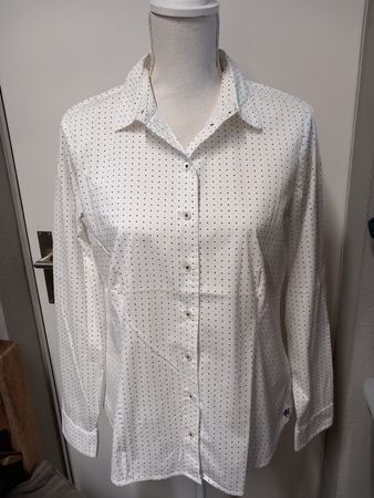 Marc O'Polo Stretch Bluse Gr.40, weiss-blau, Punkte