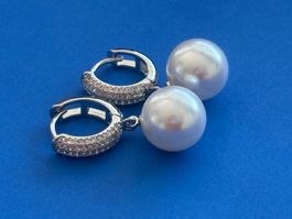 Luxus Elegante Kunstperle Ohrschmuck Ohrstecker Farbe:Silber