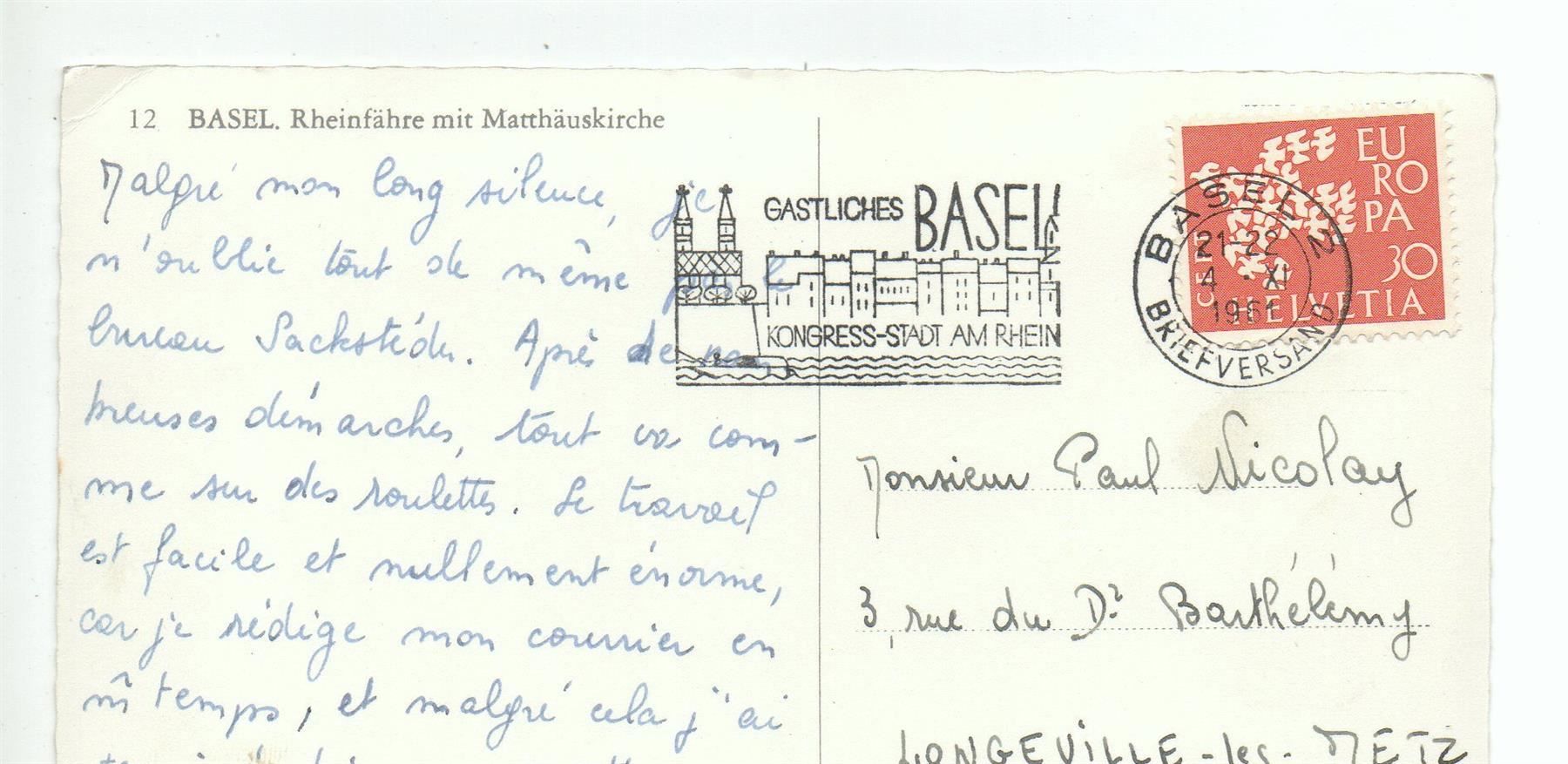 Cartes postales: BASEL Rheinfähre mit Matthäuskirche – D'occasion à Jona par philajona 1