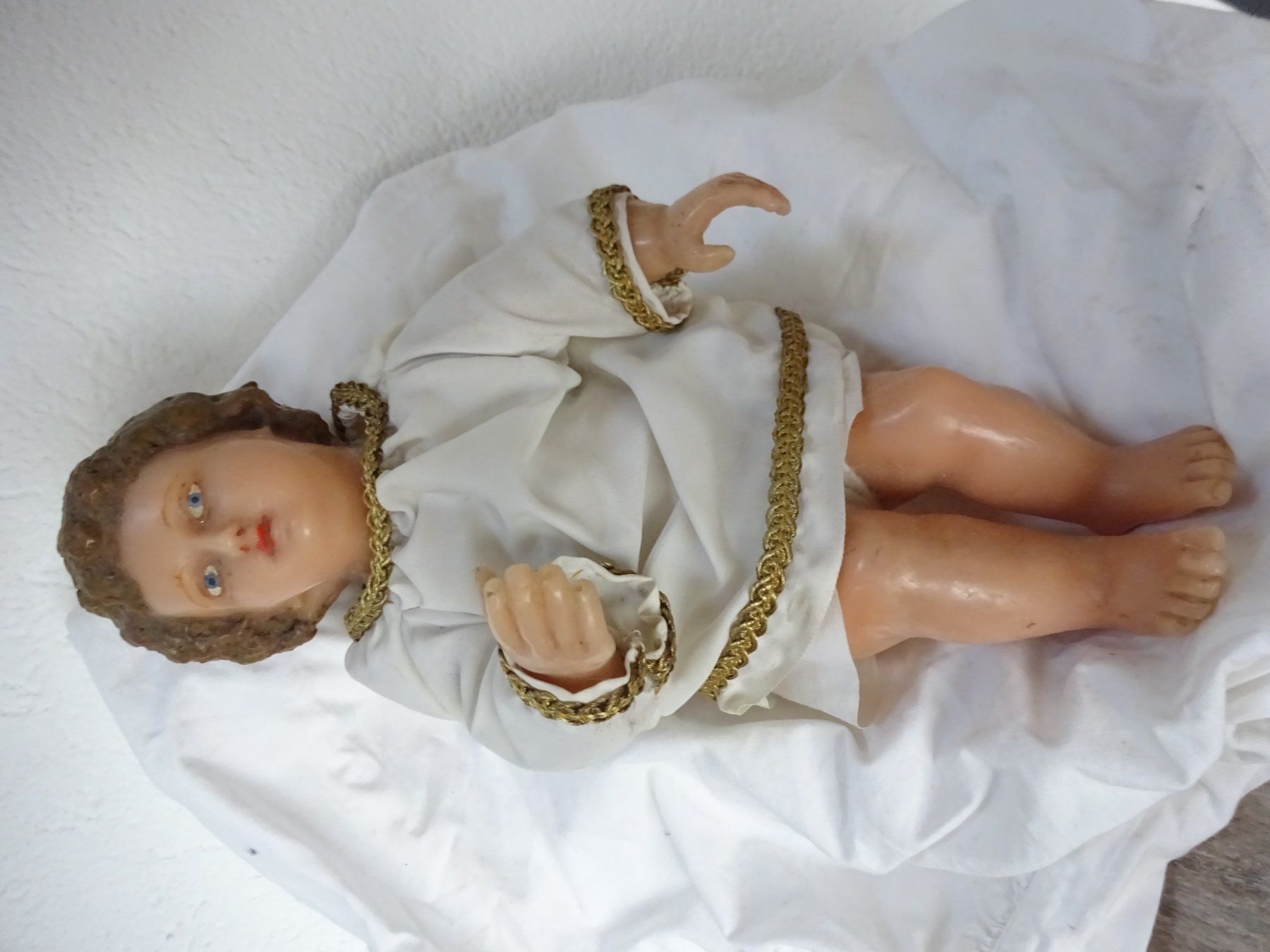 Statuette: Jesuskind Krippe Wachs / Einsiedeln – Usato da Oetwil am See venduto da Senegal 1