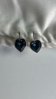 Orecchini placcato ore cuore blu con aggancio in metallo