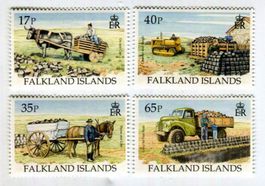 Briefmarken "Traktoren, Pferdewagen". Falklandinseln.