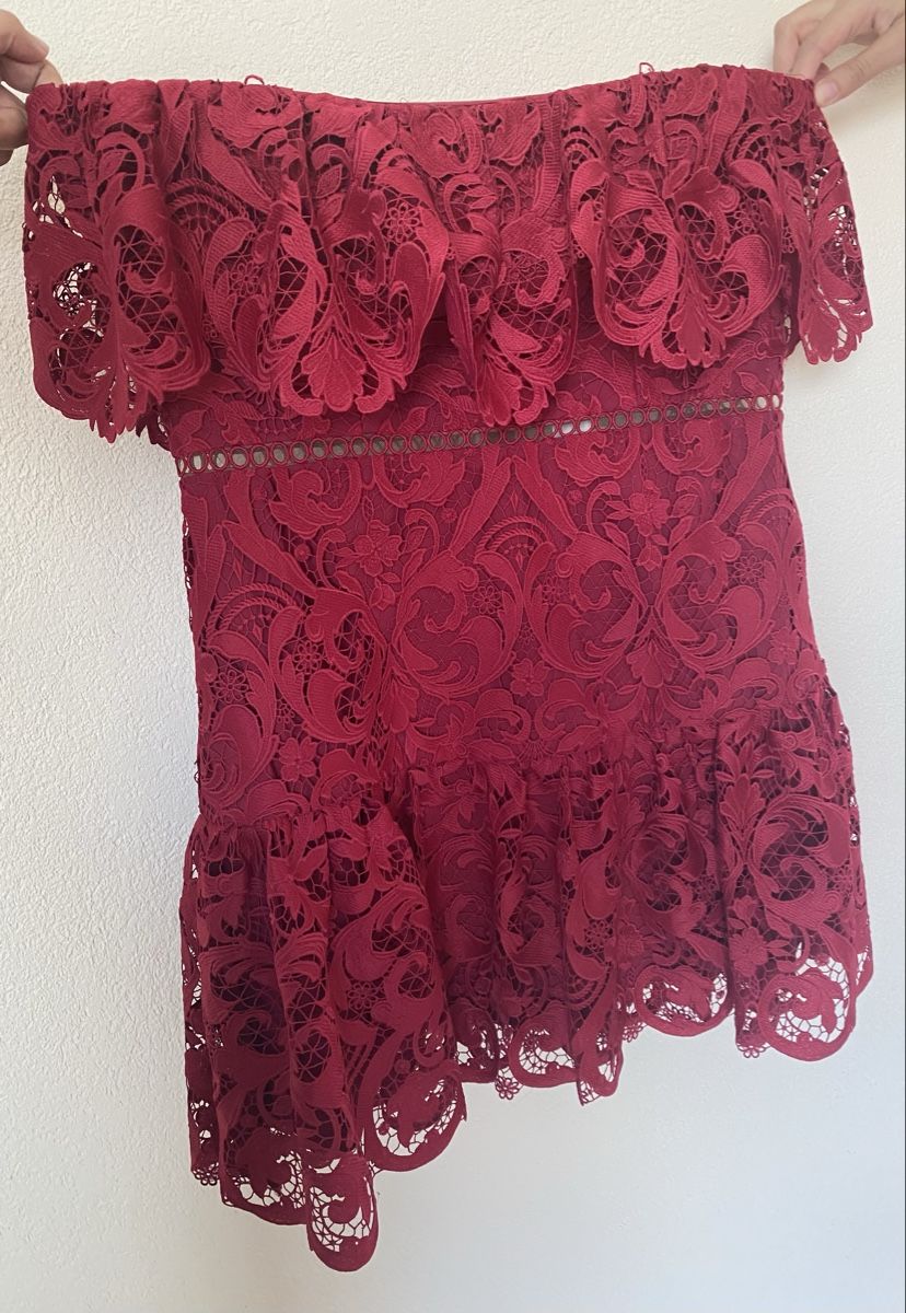 Vestiti: Rotes ML Monique Lhuillier Spitzenkleid – Nuovo e nell'imballaggio originale da Bern venduto da mel_x88r 3