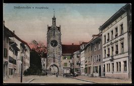 AK Diessenhofen, Hauptstraße mit Passanten
