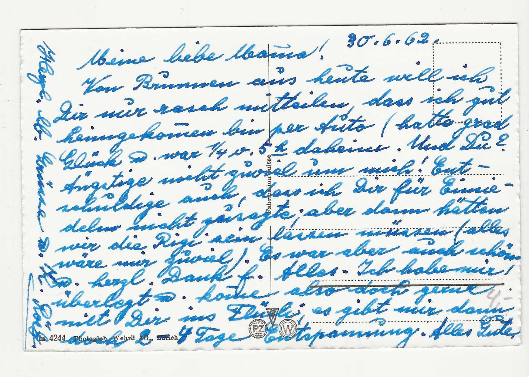Cartoline postali: VIERWALDSTÄTTERSEE    MBK   1962 – Usato da Küttigen venduto da rolypo 1