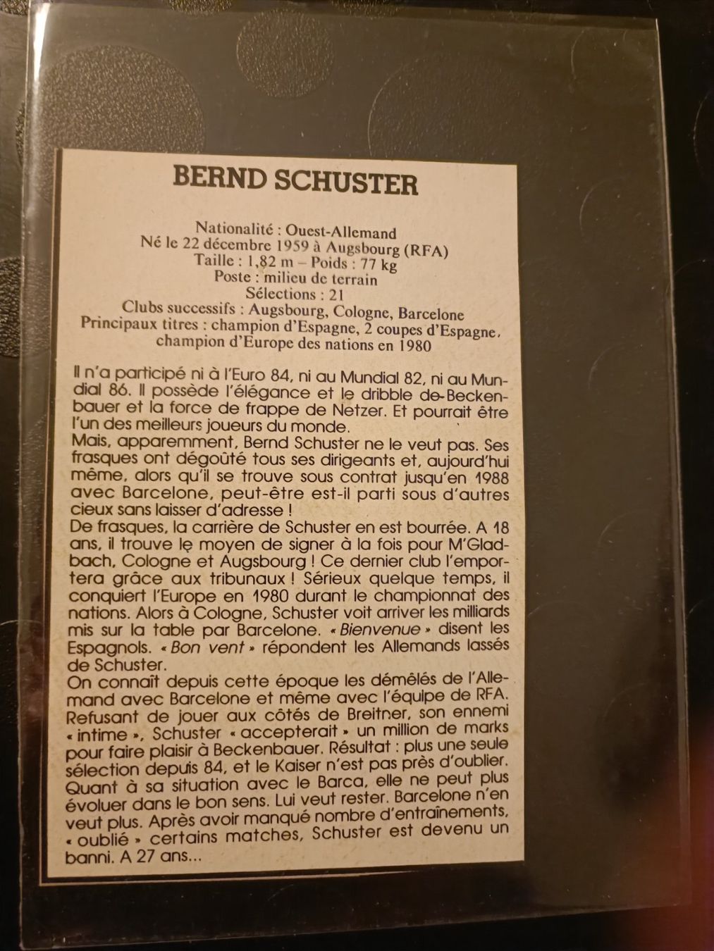 Autogramme: Bernd Schuster - handsigniert – Gebraucht aus Menziken von Artographs 1