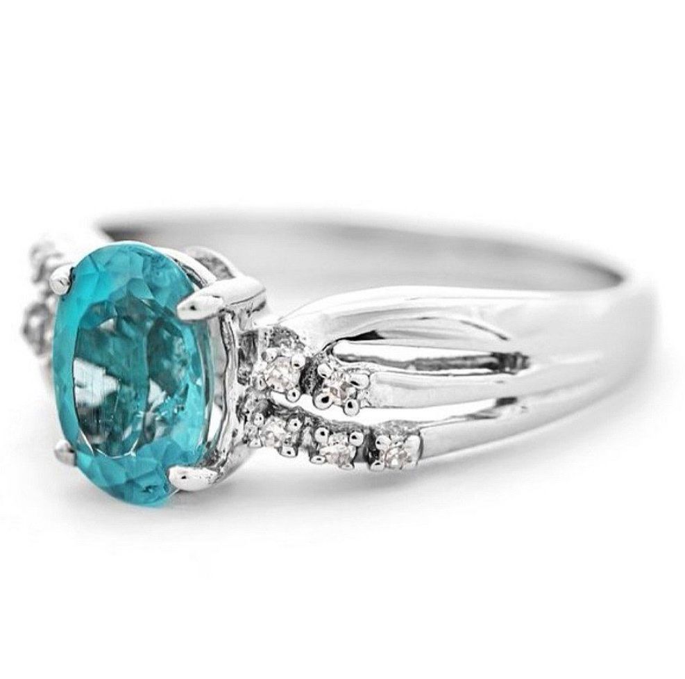 Anelli: 1.38ct Apatit Ring 18K Weissgold – Nuovo e nell'imballaggio originale da Untersiggenthal venduto da TimeandShine 2