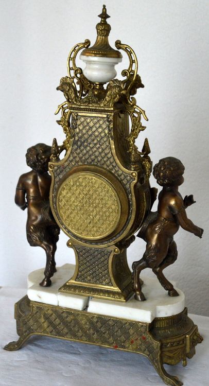 Horloge de Cheminée Ancien Antimoine Doré France XIXe Siècle Original