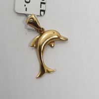 Echt 18K Gold, Diamant - Delfin Anhänger