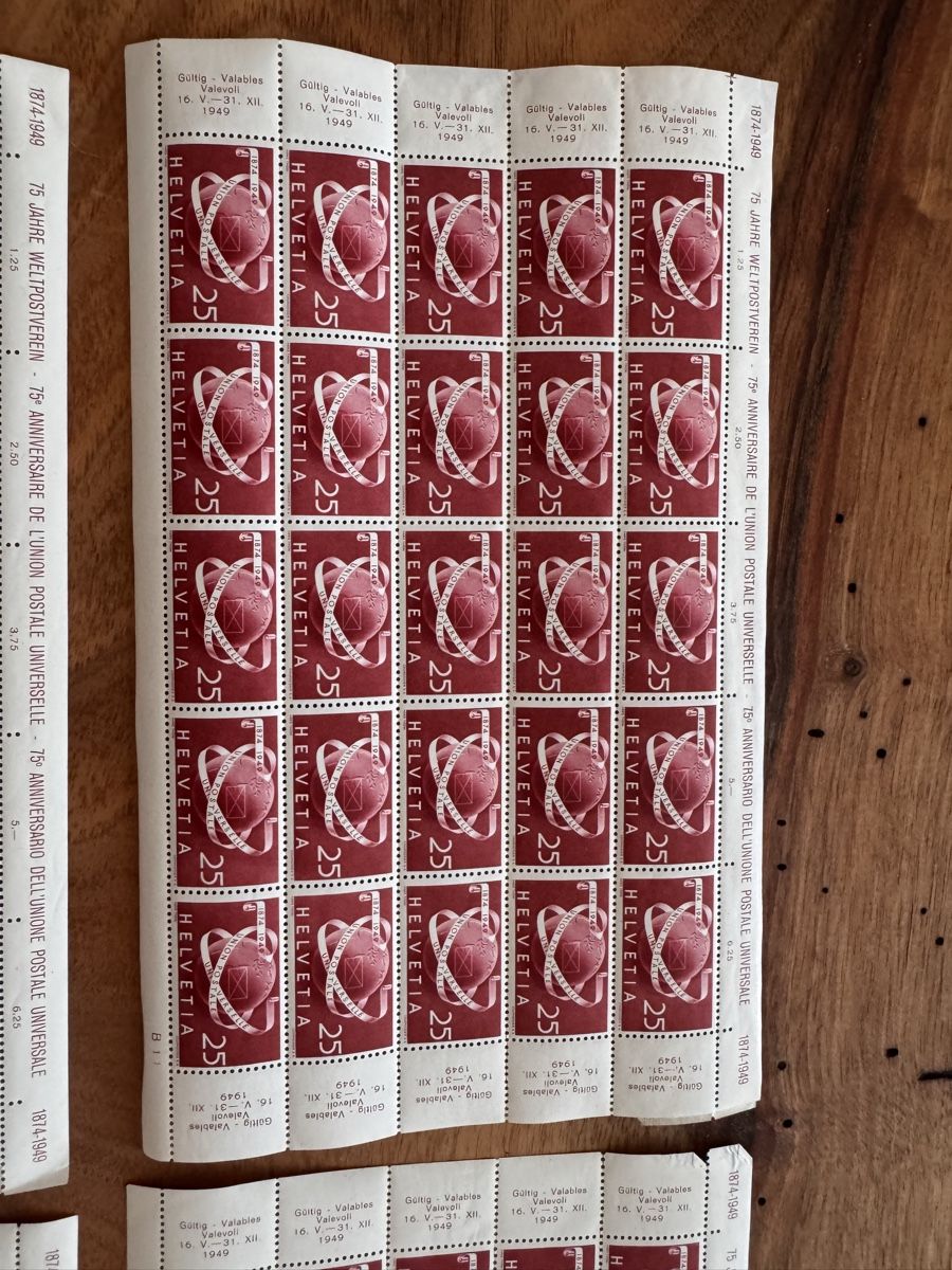Alle Briefmarken: Briefmarken vier Bogen Weltpostverein – Gebraucht aus Solothurn von Alex702 3