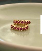 Mini créoles en argent doré et zircon - tampon 925