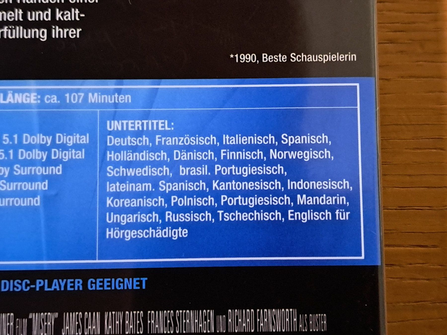 Tutti i DVDs: Blu-Ray Misery mit James Caan, Kathy Bates – Nuovo (secondo la descrizione) da Unterseen venduto da Kanica 6