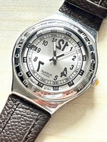 Swatch Swiss Uhr Herren Silver Leather Band