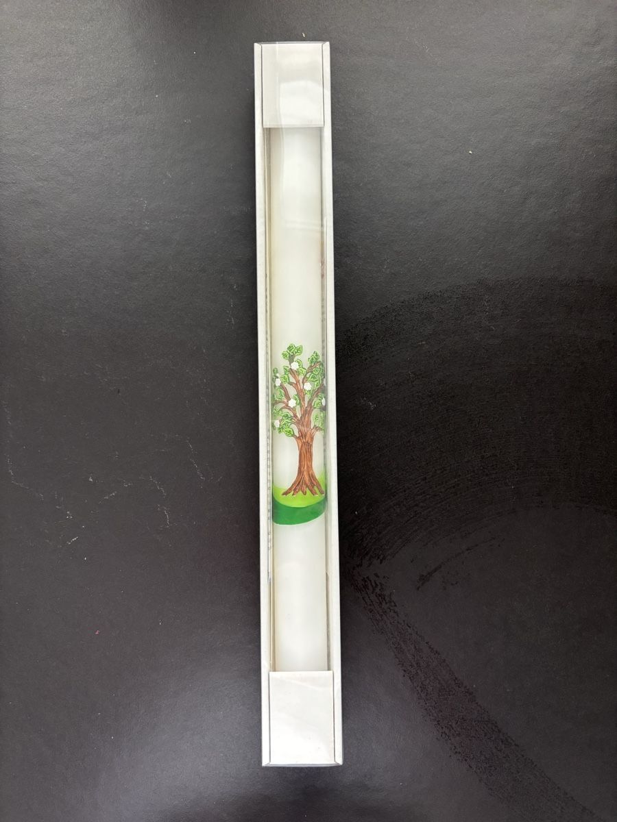 Kerzen: Taufkerze mit Baummotiv, neu in Originalverpackung – Neu und originalverpackt aus Ruggell von aderso