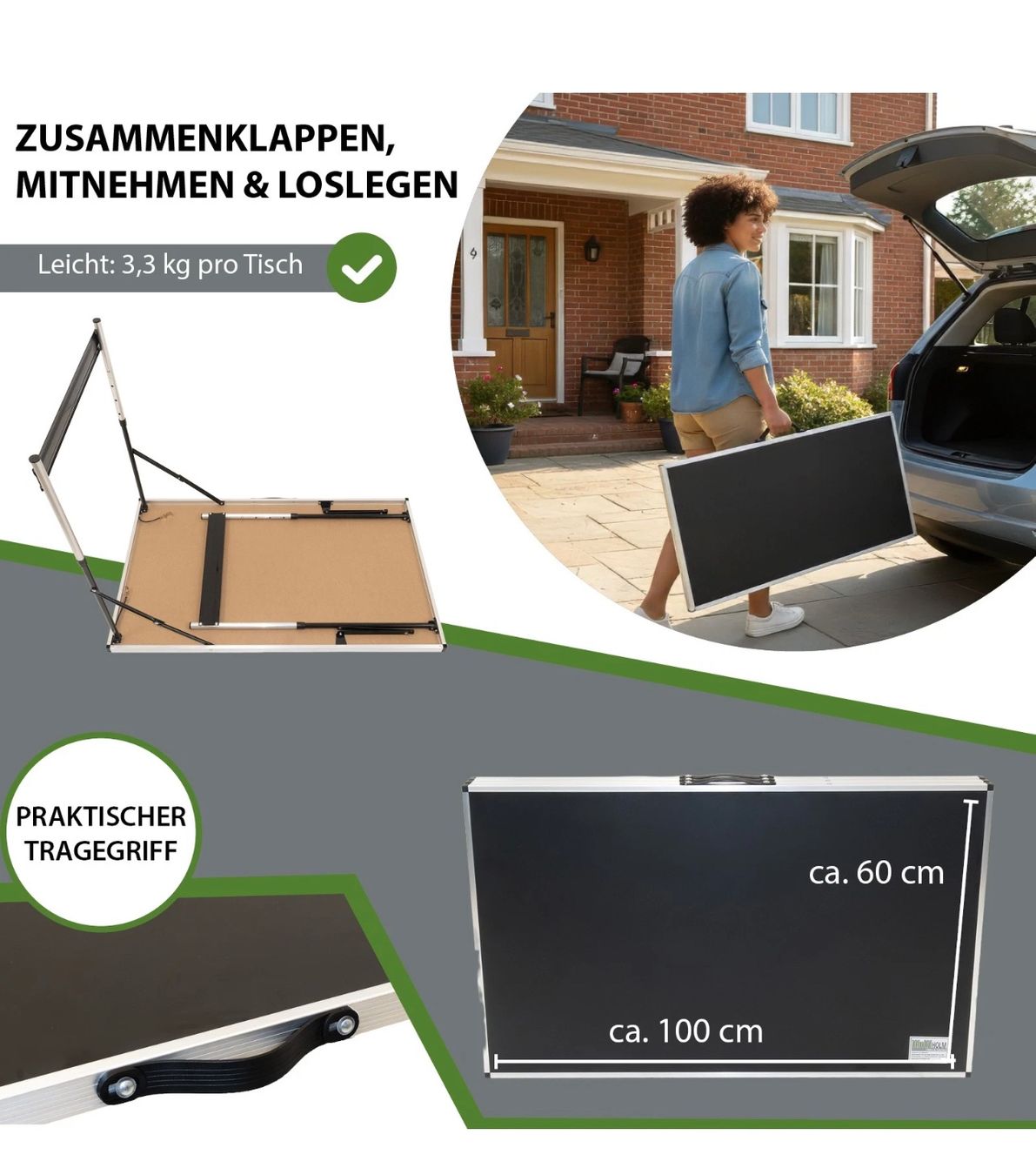 Tavoli: Multifunktionstisch 3er Set Arbeitstisch Flohmarkttisch – Nuovo e nell'imballaggio originale da Amriswil venduto da JaJa-Express 3