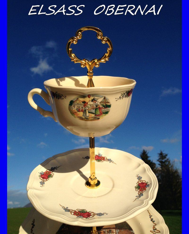 Piatti: Grosse Etagere mit Obernai Elsass Gedeck – Usato da Subingen venduto da ArtBead 1