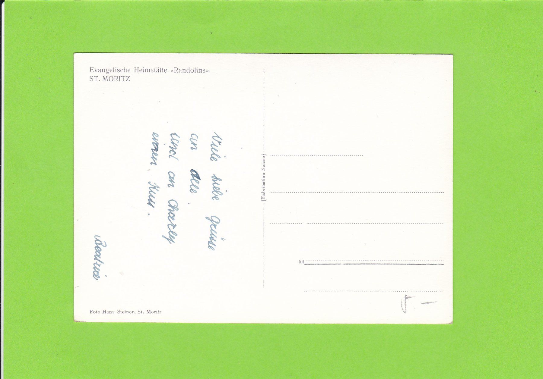 Cartoline postali: Randolins-St. Moritz-Heimstätte – Usato da St. Peterzell venduto da neckertal 1