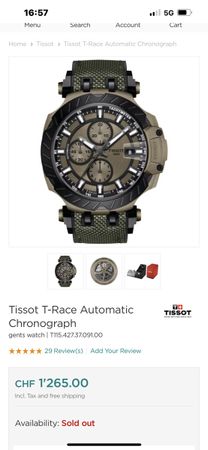 Neu Tissot t Race automatic