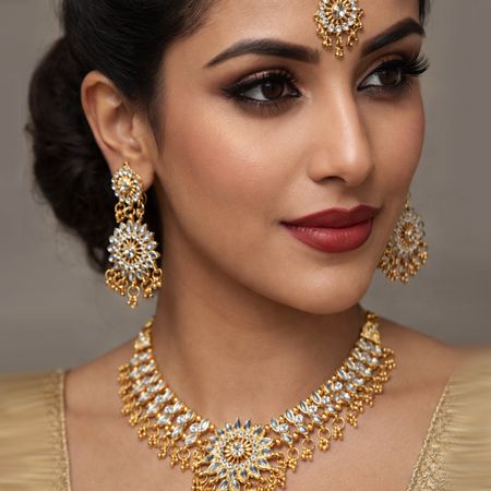 Schmuckset Ohrringe+ Collier+ Tikka Gold Schmucklot Indien