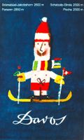 DAVOS TOURIST SKIFAHRER 1961 Original Plakat