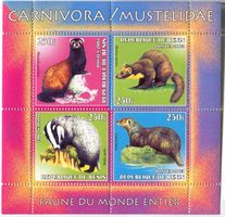 Block Baummarder, Fischotter, Europäische Iltis, Dachs Benin