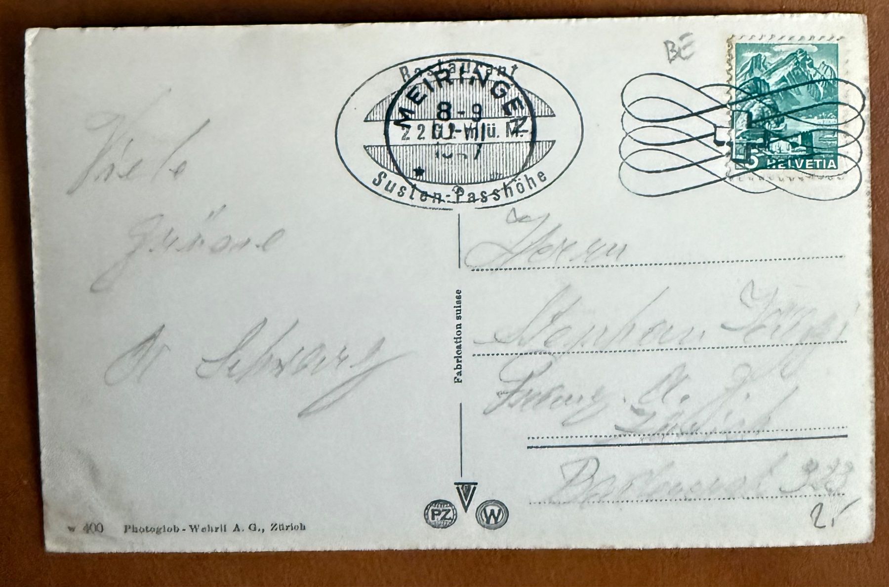 Cartoline postali: Sustenstrasse - Steinalp 1947 – Usato da Lutry venduto da Ediego 1