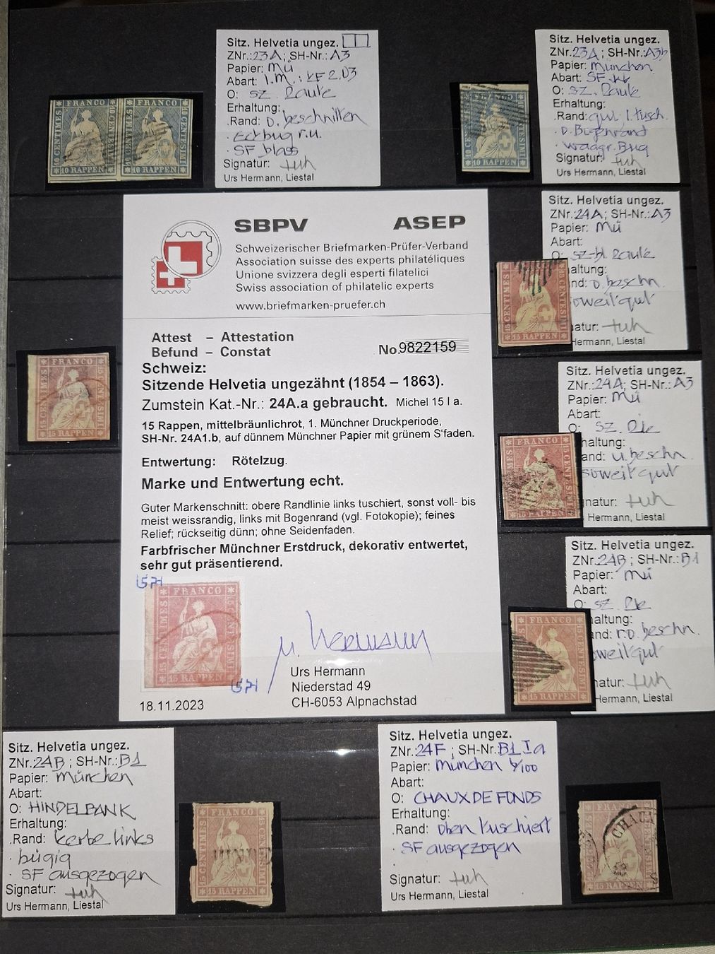 Tutti i francobolli: Strubelsammlung Kat. 20000.-  – Usato da Balgach venduto da SIMEON27 2