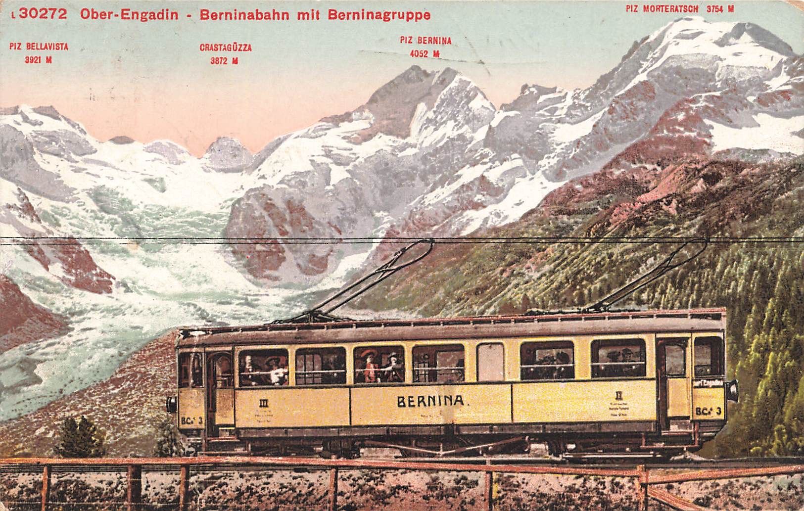 Ansichtskarten: Ober Engadin berninabahn mit berninagruppe Rhätische Bahn – Gebraucht aus Biasca von Blenio71