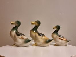 3 Vintage Porzellan Enten – Stockenten Figuren Set