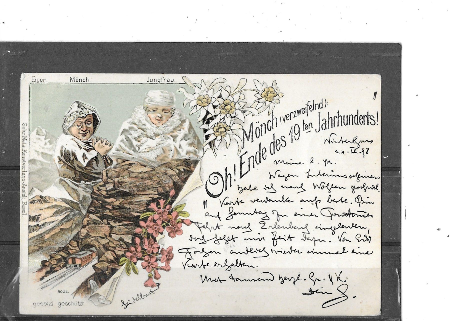 Cartoline postali: BE Mönch Berggesicht 1898 (Litho) – Usato da Schocherswil venduto da Wilare