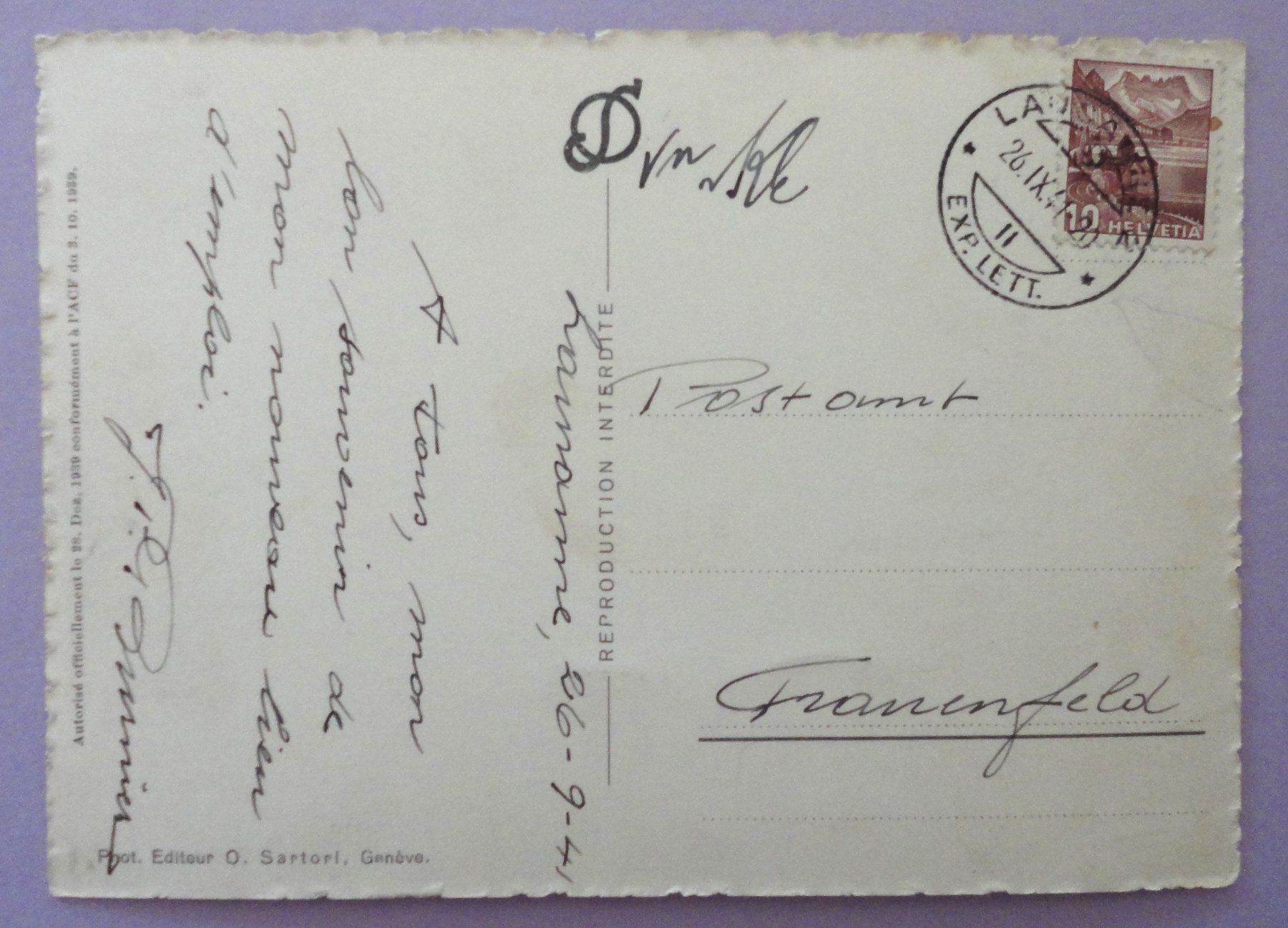 Cartoline postali: Lausanne, Vue générale – Usato da Fétigny venduto da Billy2miny 1