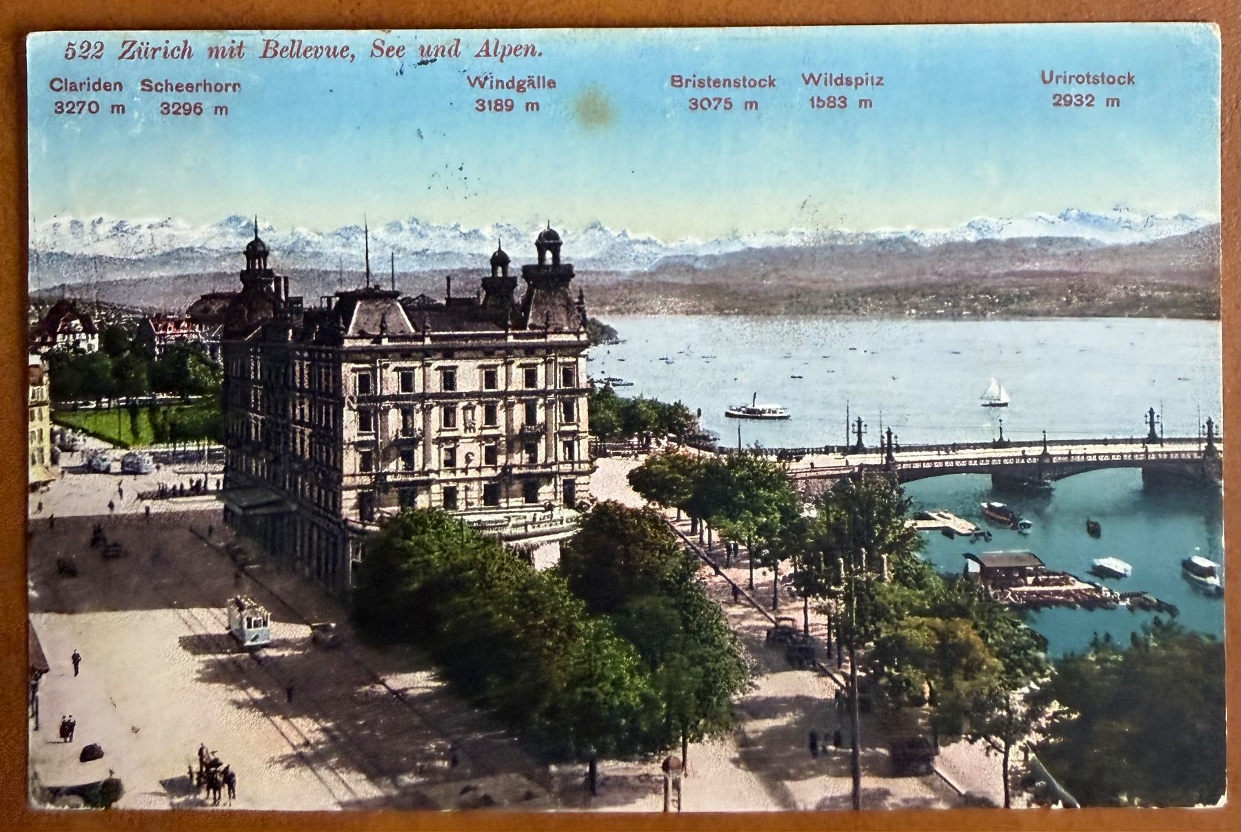 Cartoline postali: Zürich mit Bellevue  - Trams 1925 – Usato da Lutry venduto da Ediego