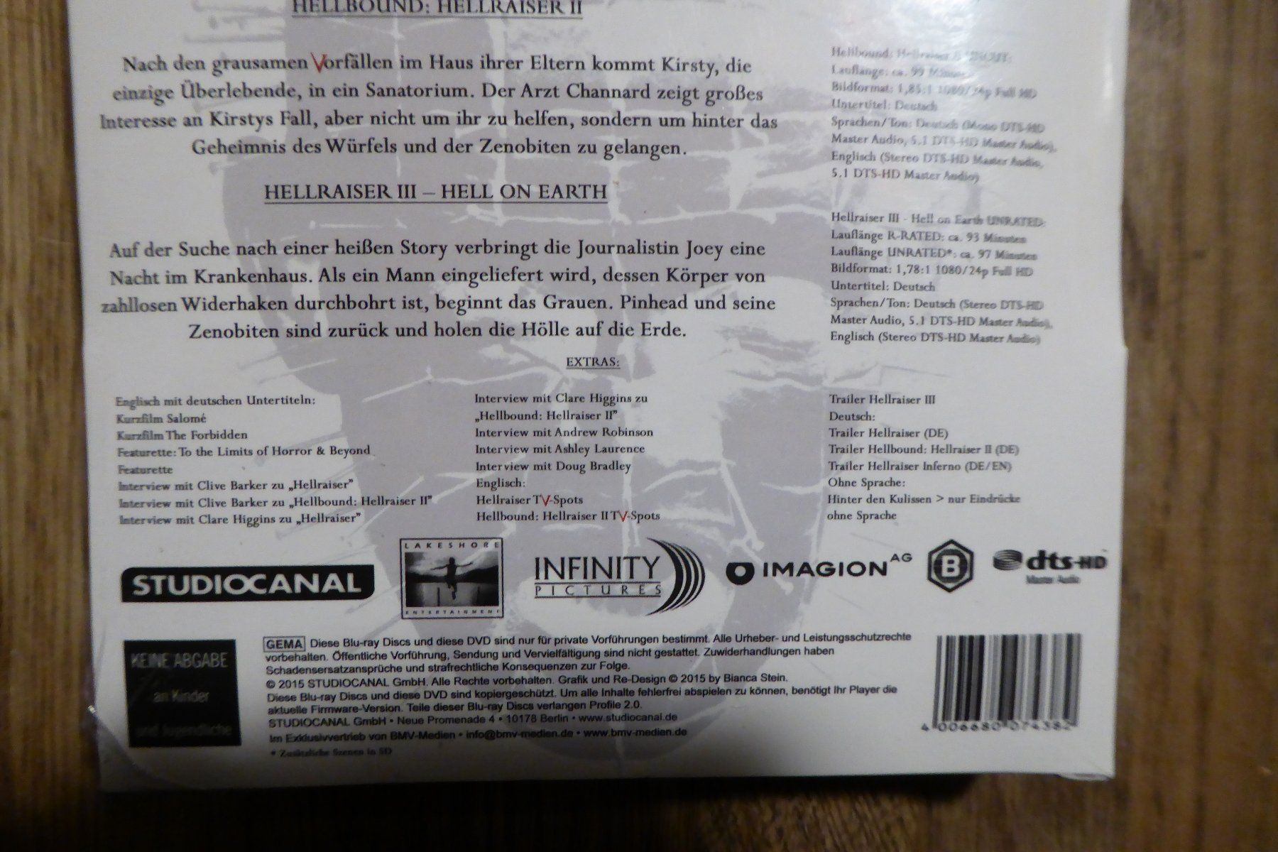 Tutti i DVDs: Mediabook wattiert Hellraiser Trilogie – Nuovo e nell'imballaggio originale da Allschwil venduto da Summelsarium 3