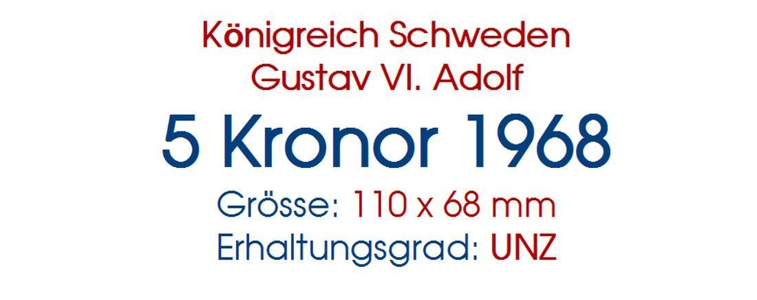 Banconote: 5 Kronor 1968 UNZ – Nuovo (secondo la descrizione) da Flamatt venduto da samowarow 1