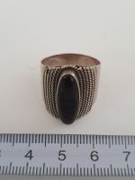 Ring Damen Unisex Silber Onyx Vintage Edelstein