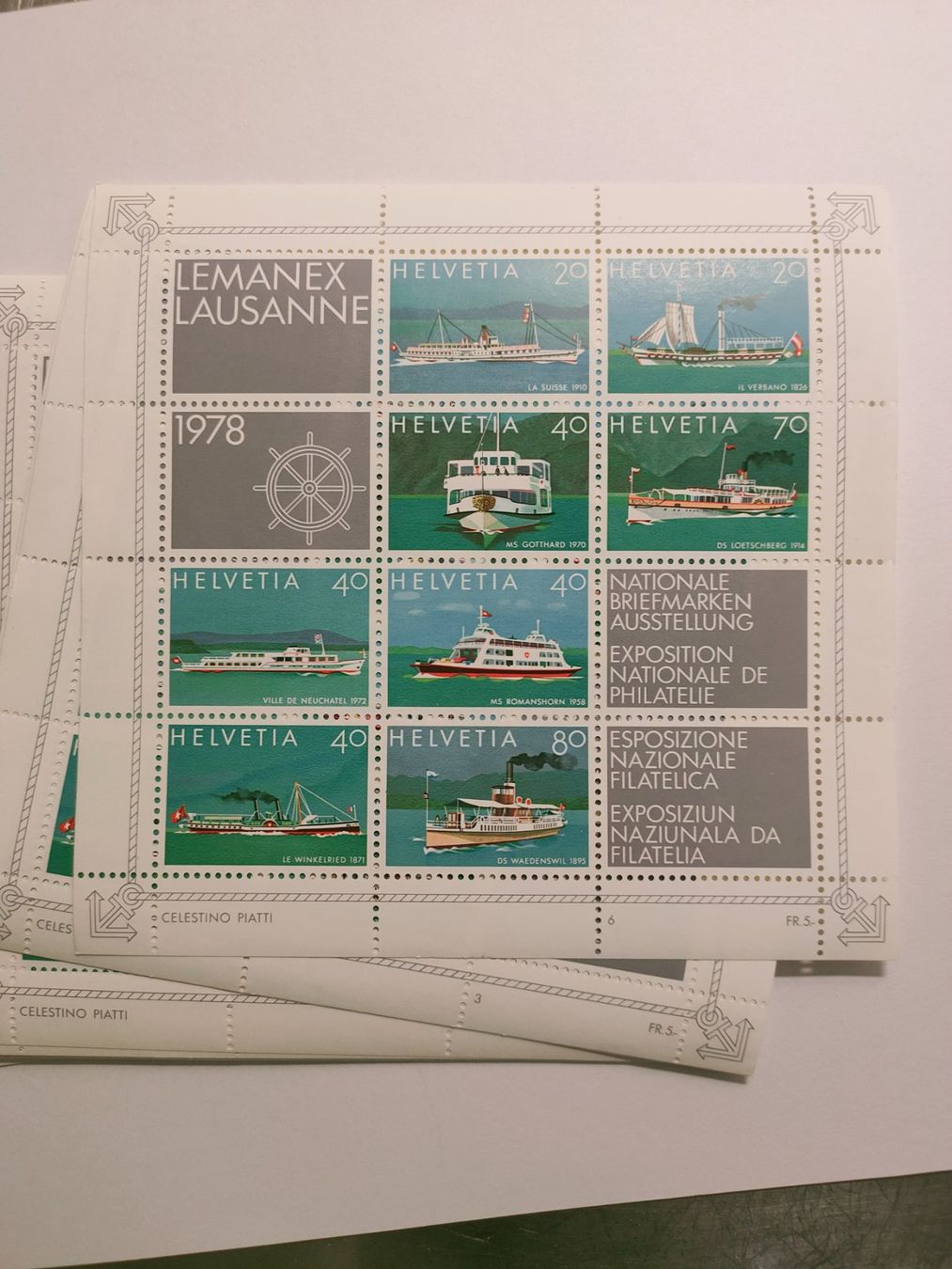 Tutti i francobolli: 10 Stk.  KB LEMANEX LAUSANNE  1978  Postfrisch – Nuovo (secondo la descrizione) da Oberwil Lieli venduto da 560amg