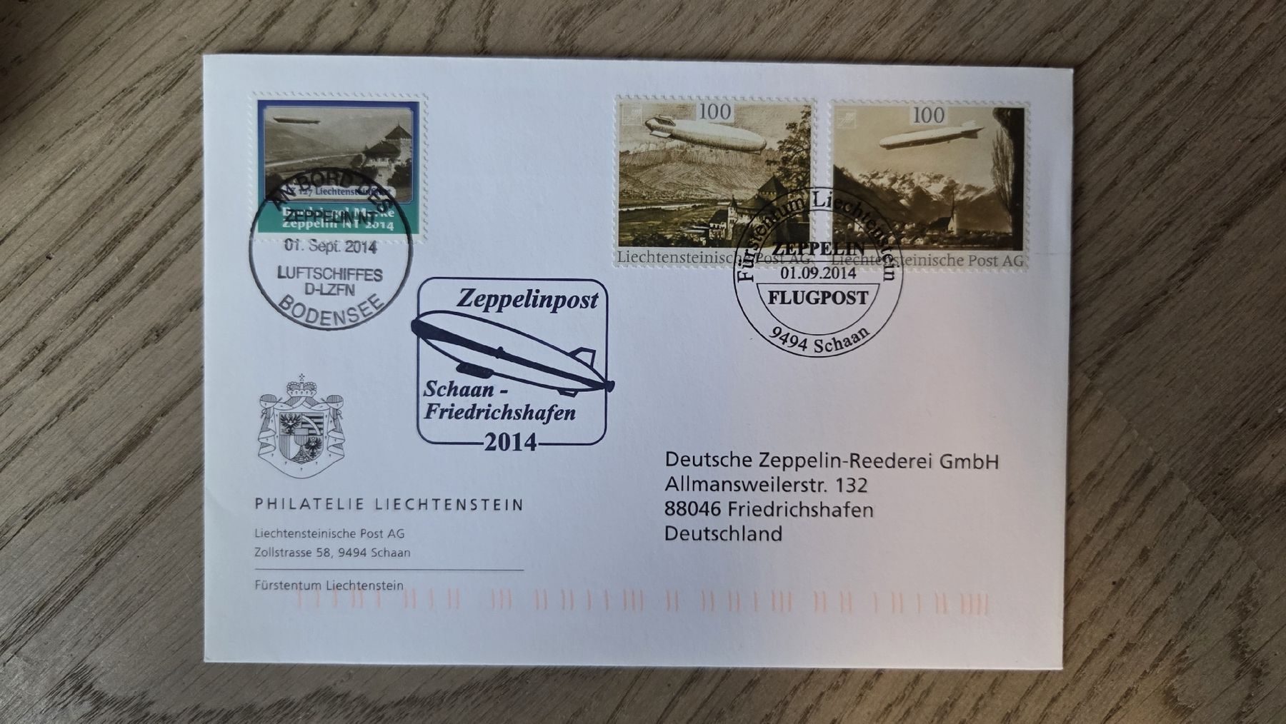 Tutti i francobolli: 2014 Zeppelin NT Schaan - Friedrichshafen – Usato da Arni AG venduto da Moth68