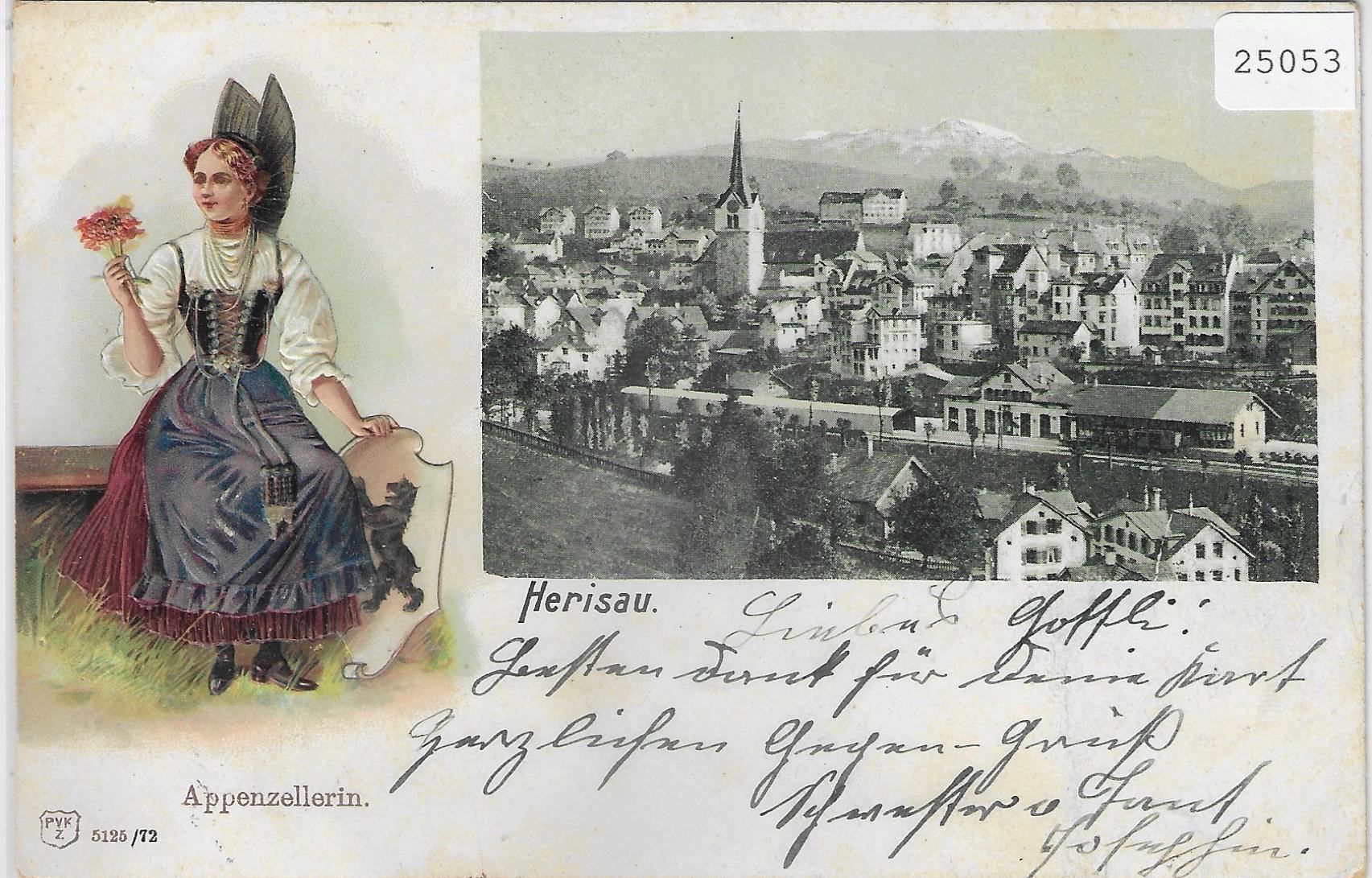 Cartoline postali: Herisau - Bahnhof - Präge-Litho – Antico da Ettingen venduto da Kartenplanet