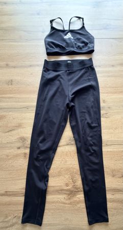 Adidas Sport Set Schwarz Top und Leggings, Grösse S