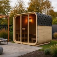 Outdoor Fasssauna BERGAMO L mit Ofen (9kW) - 180x228x225cm