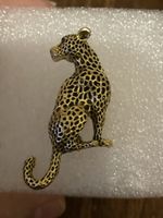 Jolie Broche vintage cuivré Léopard beaux yeux/5 cm X 1,7 cm