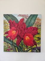 Gemälde "Orchideen", signiert KEUSCH RENE 08 CH Künstler
