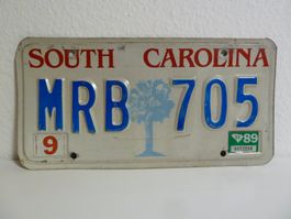 USA Nummernschild License Plate SOUTH CAROLINA  MRB 705