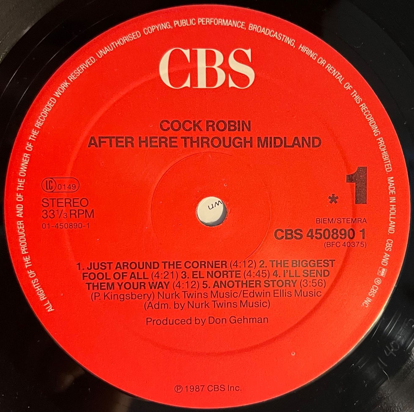 Schallplatten: COCK ROBIN - AFTER HERE THROUGH MIDLAND - 33 Tours – Gebraucht aus Bussigny von vinyl-pas-cher 2