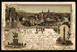 Litho Bern, Ortsansicht, Denkmal Rudolf 