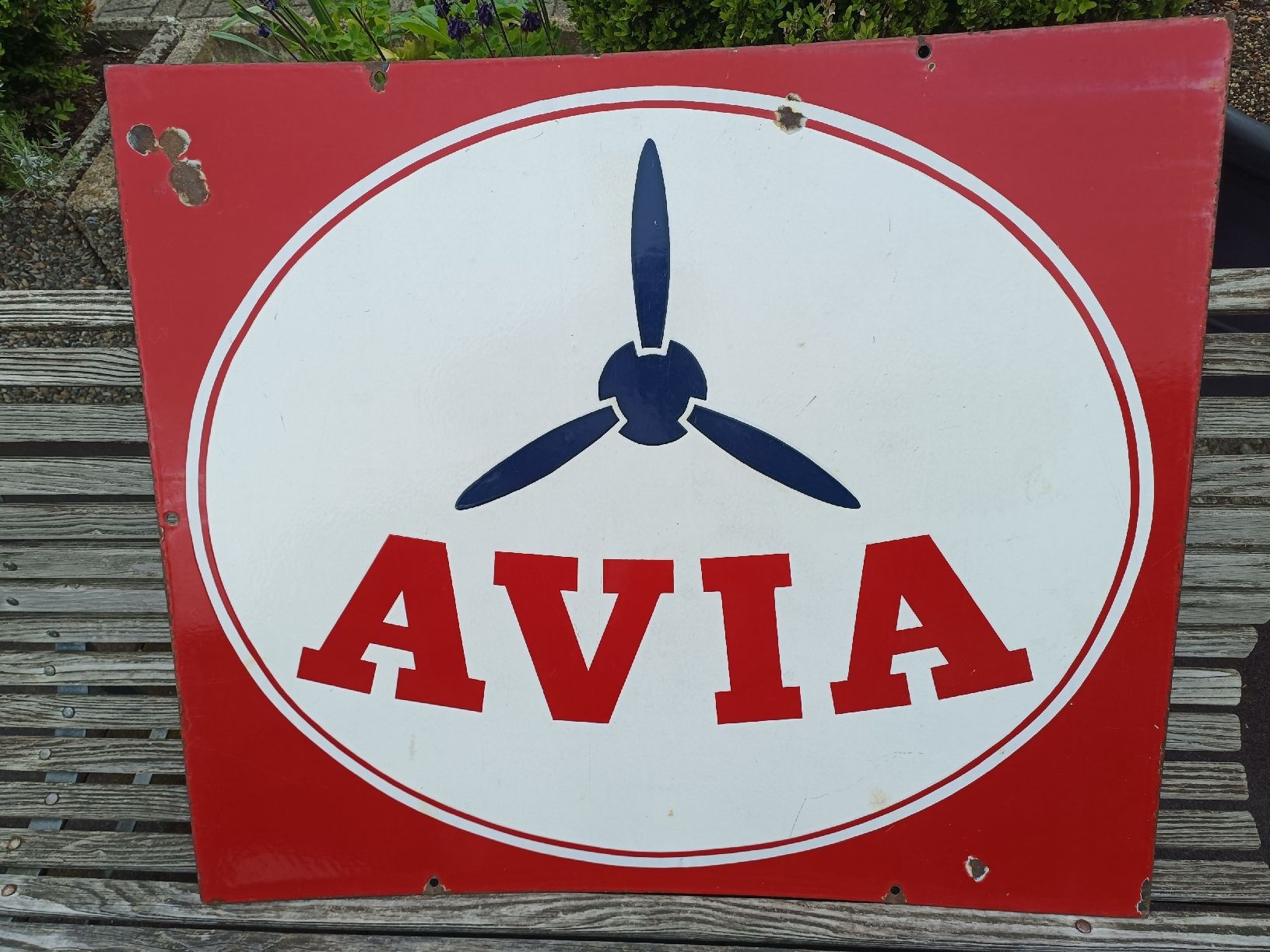 Avia Insegne: Grosses doppelseitiges original Emaille Schild / AVIA – Usato da Brugg AG venduto da Ente015 2