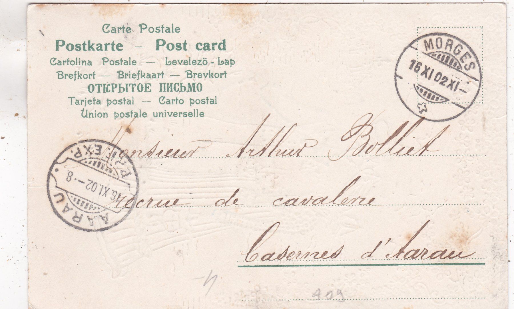 Cartoline postali: Kitsch Paar Landschaft Glanz 1902 – Usato da Herisau venduto da Lisegrat2008 1